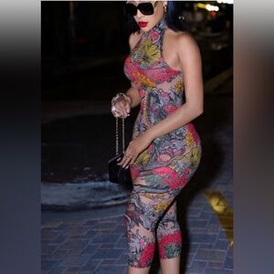 Floral Halter Bodycon romper